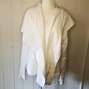 Young Fabulous & Broke White Open Front Hoodie with Drawstring Waist